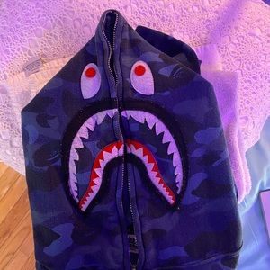 Navy Bape Shark Hoodie